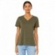 Bella + Canvas 6405CVC Ladies Relaxed Heather CVC Jersey V-Neck T-Shirt