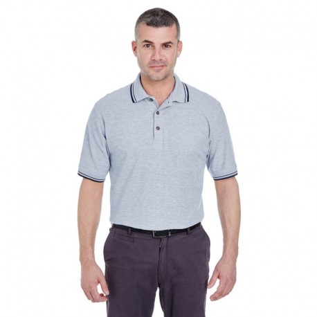 UltraClub 8545 Men's Short-Sleeve Whisper Pique Polo with Tipped Collar and Cuffs