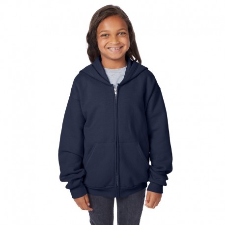 Hanes P480 Youth 7.8 oz. EcoSmart 50/50 Full-Zip Hooded Sweatshirt