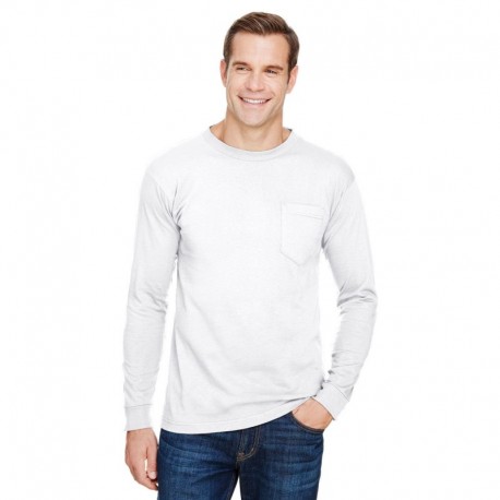 Bayside BA3055 Unisex Union-Made Long-Sleeve Pocket Crew T-Shirt