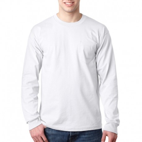 Bayside BA8100 Adult 6.1 oz., 100% Cotton Long Sleeve Pocket T-Shirt