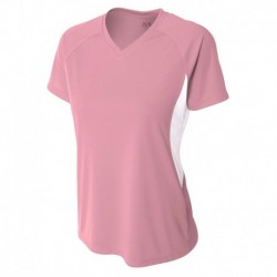 A4 NW3223 Ladies Color Block Performance V-Neck T-Shirt