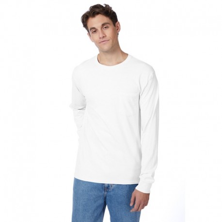 Hanes 5596 Men's Authentic-T Long-Sleeve Pocket T-Shirt