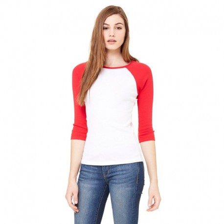 Bella + Canvas B2000 Ladies Baby Rib 3/4-Sleeve Contrast Raglan T-Shirt