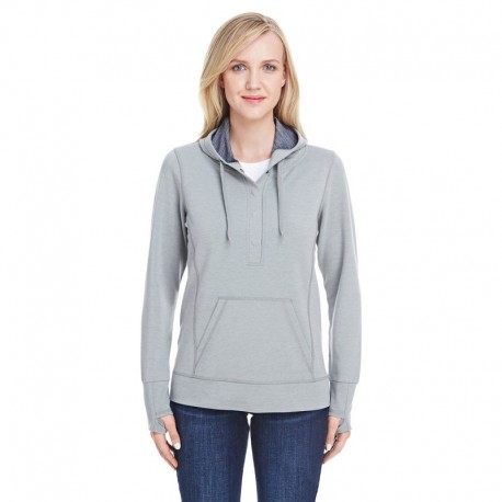 J America JA8431 Ladies Omega Stretch Snap-Placket Hooded Sweatshirt