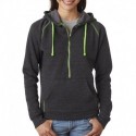 J America JA8876 Ladies Triblend Half-Zip Fleece Hood