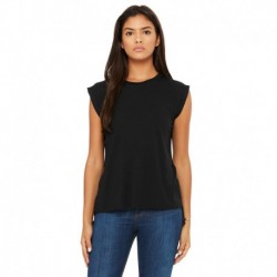 Bella + Canvas 8804 Ladies Flowy Muscle T-Shirt with Rolled Cuff