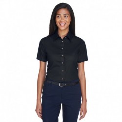 Harriton M500SW Ladies Easy Blend Short-Sleeve Twill Shirt with Stain-Release