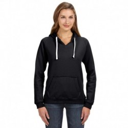 J America JA8836 Ladies Sydney Brushed V-Neck Hooded Sweatshirt