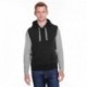 J America JA8877 Adult Triblend Fleece Sleeveless Hooded Sweatshirt