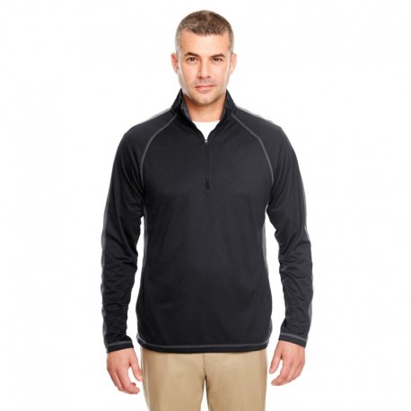 UltraClub 8398 Adult Cool & Dry Sport Quarter-Zip Pullover with Side and Sleeve Panels