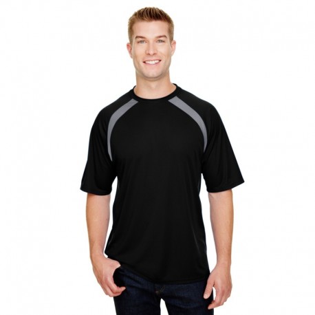 A4 N3001 Men's Spartan Short Sleeve Color Block Crew Neck T-Shirt