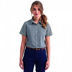 Artisan Collection by Reprime RP321 Ladies Microcheck Gingham Short-Sleeve Cotton Shirt