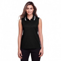 Devon & Jones DG20SW CrownLux Performance Ladies Plaited Tipped Sleeveless Polo