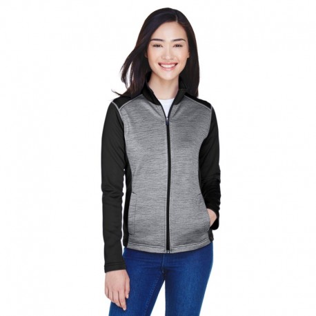 Devon & Jones DG796W Ladies Newbury Colorblock Melange Fleece Full-Zip