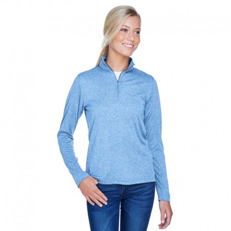 UltraClub 8618W Ladies Cool & Dry Heathered Performance Quarter-Zip