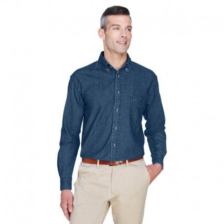 Harriton M550T Men's Tall 6.5 oz. Long-Sleeve Denim Shirt