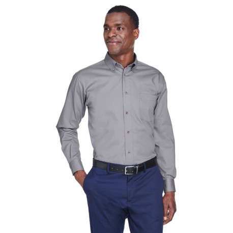 Harriton M500 Men's Easy Blend Long-Sleeve Twill Shirt with Stain-Release